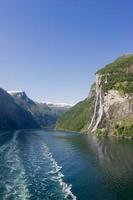 Cruise in Geiranger fjord in Norway photo