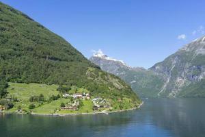 Cruise in Geiranger fjord in Norway photo