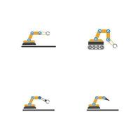 Industrial mechanical robot arm vector icons illustration design