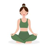 mujer haciendo yoga en posición de loto. concepto de meditación. vector