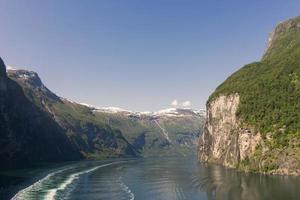 Cruise in Geiranger fjord in Norway photo