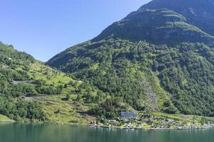 Cruise in Geiranger fjord in Norway photo