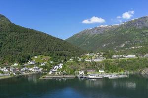 Cruise in Geiranger fjord in Norway photo