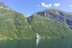 Cruise in Geiranger fjord in Norway photo