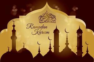 Ramadhan Kareem means Holy Ramadhan with Blessing Background With Mosque vector