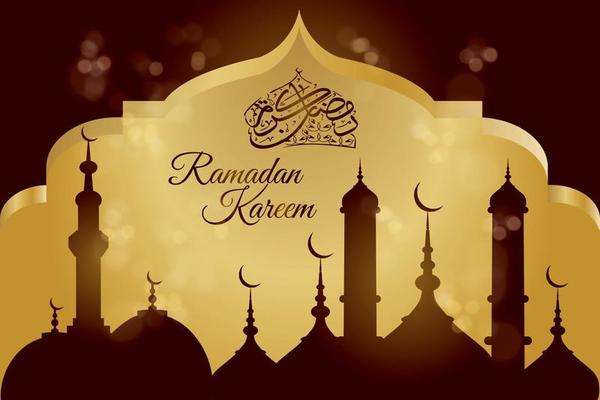 Ramadhan Kareem means Holy Ramadhan with Blessing Background With Mosque