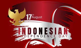 Indonesian Independence Day Grunge Flag Vector