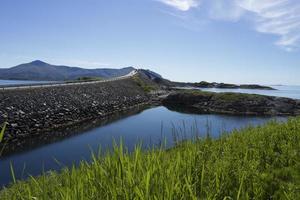 World famous Atlantic road bridge with an amazing view over the norwegian mountains. photo