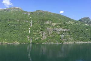 Cruise in Geiranger fjord in Norway photo