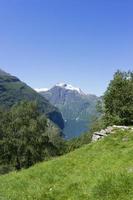 Cruise in Geiranger fjord in Norway photo