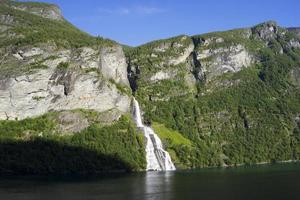 Cruise in Geiranger fjord in Norway photo