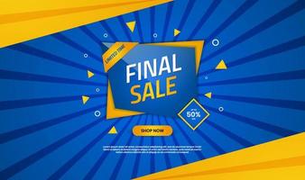 Final sale discount banner template promotion with blue and yellow color abstract background. Simple and modern design template for use element brochure, poster, flyer, and landing page vector