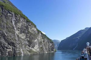 Cruise in Geiranger fjord in Norway photo