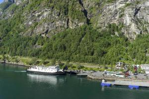 Cruise in Geiranger fjord in Norway photo