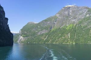 Cruise in Geiranger fjord in Norway photo