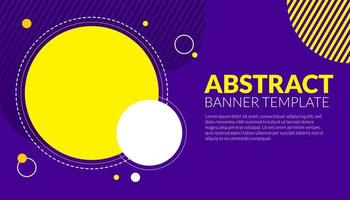 Ilustración de vector de fondo de banner abstracto con combinación de color azul y amarillo círculo púrpura y espacio de copia para publicidad o telón de fondo