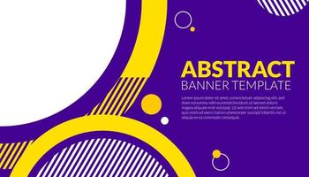 Ilustración de vector de fondo de banner abstracto con combinación de color azul y amarillo círculo púrpura y espacio de copia para publicidad o telón de fondo