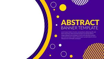 Ilustración de vector de fondo de banner abstracto con combinación de color azul y amarillo círculo púrpura y espacio de copia para publicidad o telón de fondo