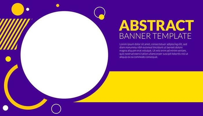 Abstract banner background vector illustration with circle purple blue and yellow color combination and copy space for advertising or backdrop