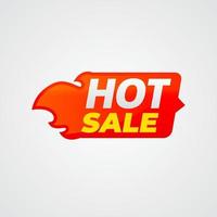 Hot sale label vector banner, graphic element for media promotion with fire flame illustration