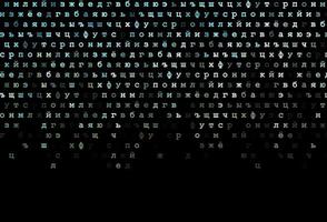 Dark blue, yellow vector background with signs of alphabet.