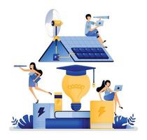 vector illustration of education base by teaching students about renewable energy technologies that more environmentally friendly and sustainable. Can use for web websiteapps poster banner flyer