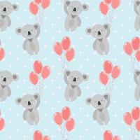 Seamless cute pattern smile koala with balloons vector