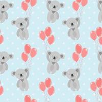 Seamless cute pattern smile koala with balloons vector