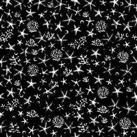 Stylized sea pattern with stars and seaweeds. Seamless marne pattern. vector