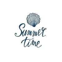 Summer time - hand written lettering. Text isolated on white background with design elements. Summer typography for photo overlays, t-shirt print, flyer, poster design. Beach life message vector