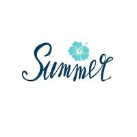 Summer - hand written lettering. Text isolated on white background with design elements. Summer typography for photo overlays, t-shirt print, flyer, poster design. Beach life message vector