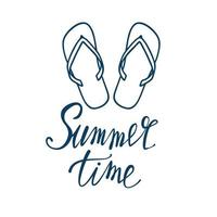 Summer time - hand written lettering. Text isolated on white background with design elements. Summer typography for photo overlays, t-shirt print, flyer, poster design. Beach life message vector