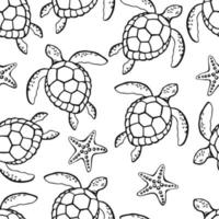 Seamless pattern with sea turtle. Sea or ocean underwater life background vector