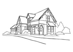 Hand drawn  house. Vector illustration in a sketch style.