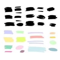 Set line or texture marker highlighter black and colored vector