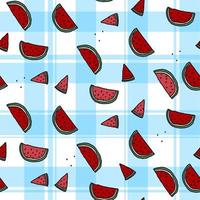 linda sandía azul pastel patrón fruta línea doodle. fondo transparente textiles para cocina, niños. álbum de recortes de papel minimalista para niños. vector