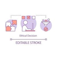 Ethical decision concept icon. Moral problem solving idea thin line illustration. Business ethics. Conflict, issue resolving. Moral choice making. Vector isolated outline drawing. Editable stroke