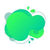 Abstract fluid design element. Minimalistic background for text. Wavy bubble banner, poster clipart with lines, dots. Gradient liquid green flat shape. Geometric color illustration. Isolated vector