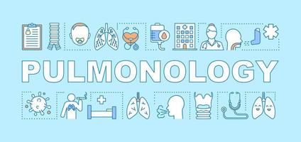 Pulmonology word concepts banner. Respiratory system diseases. Nose, ear, throat, lungs, chest. Presentation, website. Isolated lettering typography idea with linear icons. Vector outline illustration