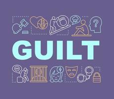 Guilt word concepts banner. Presentation, website. Crime, broken heart, sadness. Isolated lettering typography idea with linear icons. Vector outline illustration