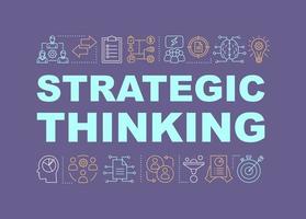 Strategic thinking word concepts banner. Organization, planning, analytical thinking. HR skills. Isolated lettering typography idea with linear icons. Teamwork management. Vector outline illustration