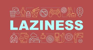 Laziness word concepts banner. Procrastination. Wasting time. Presentation, website. Isolated lettering typography idea with linear icons. Vector outline illustration
