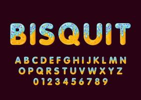 Donut cartoon biscuit bold font style. Glazed capital letters, alphabet and numbers. Tempting flat design typography. Cookies letters. Maroon background. Pastry, bakery isolated vector clipart