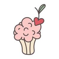 stiker cupcake con corazón para el diseño del día de san valentín. vector