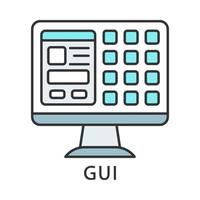 GUI color icon. Graphical user interface. Graphical desktop environment. Computer monitor. Isolated vector illustration