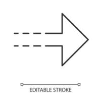 Arrow with dotted line linear icon. Rightward direction. Arrowhead pointing to right. Indicating sign. Thin line illustration. Contour symbol. Vector isolated outline drawing. Editable stroke