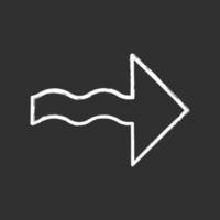 Wavy arrow chalk icon. Direction pointer sign. Indicating arrowhead. Spiral line. Pointing cursor. Marker, indicator. Motion, next. Movement sign. Isolated vector chalkboard illustration