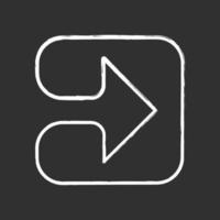 Arrow in square chalk icon. Play button. Forward indicator, right turn. Pointer symbol. Arrowhead indicating rightward. Next, forward arrow. Navigation cursor. Isolated vector chalkboard illustration