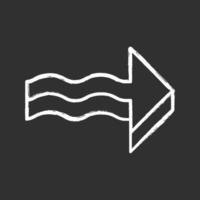 3d wavy arrow chalk icon. Rightward direction. Indicating arrowhead. Sign pointing to right. Navigation pointer. Direction move. Indicating symbol. Isolated vector chalkboard illustration