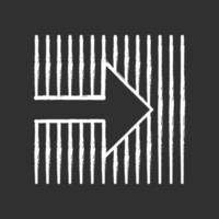 Arrow on striped backdrop chalk icon. Arrow pointing to right direction. Motion. Navigation pointer, indicator symbol. Direction move. Pointing sign. Isolated vector chalkboard illustration